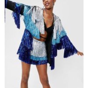 Nasty Gal blue ombré tinsel jacket